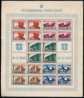 ** Német Megszállás Szerbia 1943 100 éves A Szerb Posta Mi 94-98 Kisív (Mi EUR 90.-) (néhány Ránc / Some Creases) - Autres & Non Classés