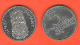 Helvetia 5 Francs 1978 Dunant Svizzera Suisse Switzerland Schweiz - 5 Franken