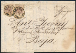 1855 6kr Pár Levélen / Pair On Cover "PESTH" - Baja - Autres & Non Classés