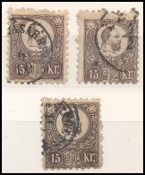 O 1871 3 Db Réznyomat 15kr: Festékelkenődés, Karcok, Elfogazás - Other & Unclassified