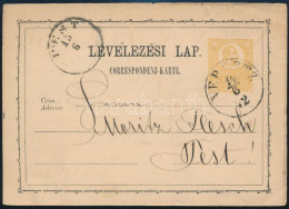 1872 2kr Díjjegyes Levelezőlap "VERSETZ" - "PEST" - Otros & Sin Clasificación