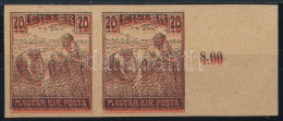 (*) 1916 Arató Egymásra Nyomott 10f és 20f Próbanyomat ívszéli Pár / Proof Pair, 20f Printed On 10f - Other & Unclassified