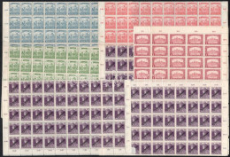 ** 1916-1919 7 Db Hajtott Teljes ív Arató-Parlament, Köztársaság és Magyar Posta Kiadásokból, Köztük Hármaslyukasztások  - Otros & Sin Clasificación