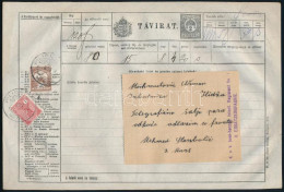 1917.11.09. 15 Szavas Távirat 1916 Turul 1K 20f Bérmentesítéssel Bosznia-Herzegovinába, "K.u.k. Bosn-herzeg. Infant. Reg - Autres & Non Classés