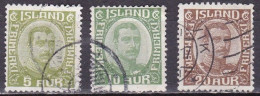 IS016A– ISLANDE – ICELAND – 1922 – KING CHRISTIAN X – MI # 99/101 USED 5,10 € - Gebraucht