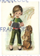 Petite Fille, Accordéon, Oiseau Et Chien (setter) Par Fusimanya - Scènes & Paysages