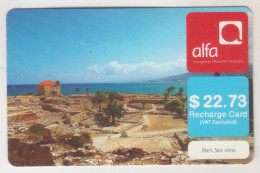 LEBANON - Jbeil Sea View , Alfa Recharge Card 22.73$, Exp.date 30/01/12, Used - Liban