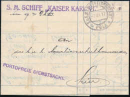 1917 Gegen-Verpflegszettel "K.u.K. MARINEFELDPOSTAMT / POLA", "S.M. SCHIFF ,,KAISER KARL VI." - Otros & Sin Clasificación