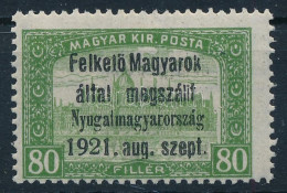 ** Nyugat-Magyarország I. 1921 Parlament 80f Próbanyomat / Proof. Signed: Bodor - Otros & Sin Clasificación