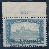 ** Nyugat-Magyarország V. 1921 Parlament 2,50K ívszéli Bélyeg Nagyon Látványosan Elcsúszott Felülnyomással / Mi 52 With  - Autres & Non Classés