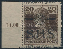 ** SHS 1918 Károly 20f ívszéli Bélyeg Látványosan Elcsúszott Felülnyomással. Signed: Bodor. Certificate: Zrinjscak - Other & Unclassified