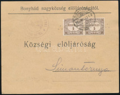 1923 Nyomtatvány Hivatalos 5K Hármaslyukasztású Párral Bérmentesítve (egyik Bélyeg Sérült / 1 Stamp Is Damaged) - Other & Unclassified