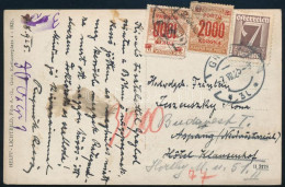 1925 Képes Levelezőlap 2000K és 1000K (elcsúszott Felülnyomás) Portókkal Kiegészítve Grazból Budapestre Küldve - Sonstige & Ohne Zuordnung
