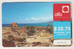 LEBANON - Jbeil Sea View , Alfa Recharge Card 22.73$, Exp.date 15/06/12, Used - Libano