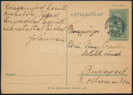 1937 10f Díjjegyes Levelezőlap "ESZTERGOM-BUDAPEST" Mozgóposta Bélyegzéssel - Andere & Zonder Classificatie