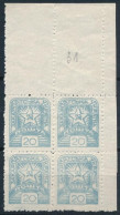 ** Kárpát-Ukrajna 1945 20f ívsarki Négyestömb, Szürkéskék / Corner Block Of 4, Greyish Blue - Autres & Non Classés