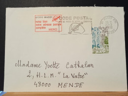 Code Postal, Lettre Circulée Avec Vignette 91300 MASSY Vers Mende Le 22 Février 1982 - Covers & Documents