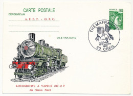 Entier Repiqué 1,20 Sabine - Locomotive Vapeur 230 D 9 Réseau Nord - Thémafrance 60 CREIL - Octobre 1980 - Cartes Postales Repiquages (avant 1995)