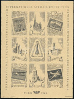 ** 1968 Bécsi Nemzetközi Légiposta Kiállítás Emlékív Katalógusban Nem Szereplő Fogazatlan Feketenyomata Sárga Papíron - Autres & Non Classés