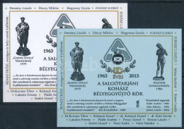 ** 2013 50 éves A Salgótarjáni Kohász Bélyeggyűjtő Kör Emlékív Pár, Kék és Fehér Karton (08 Sorszámmal) - Otros & Sin Clasificación