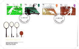1977 Racket Sports Unaddressed FDC Tt - 1971-1980 Decimal Issues