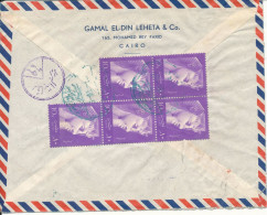 Egypt Air Mail Cover Sent To Denmark Cairo 3-9-1958 All The Stamps Are On The Backside Of The Cover - Luchtpost