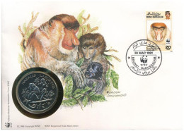 Brunei DN (1991) "A Világ Vadvédelmi Alap (WWF) 30. évfordulója - Nasalis Larvatus (Borneói Nagyorrúmajom)" Kétoldalas F - Non Classés