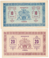 Miskolc 1919. 10K "K 00095" + 20K "A 3828" Városi Szükségpénz T:AU / Hungary / Miskolc 1919. 10 Korona "K 00095" + 20 Ko - Non Classificati