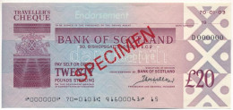 Skócia DN "Bank Of Scotland" Utazási Csekk 20P-ről, "SPECIMEN" Felülbélyegzéssel, "000"-ás Sorszámmal T:AU Scotland ND " - Unclassified