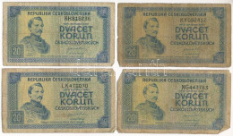 Csehszlovákia 1945. 20K (4x) T:VG,G Czechoslovakia 1945. 20 Korun (4x) C:VG,G Krause P#61 - Unclassified