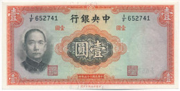 Kína / Central Bank Of China 1936. 1Y "I/F 652741" T:XF China / Central Bank Of China 1936. 1 Yuan "I/F 652741" C:XF Kra - Sin Clasificación