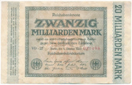 Németország / Weimari Köztársaság 1923. 20.000.000.000M T:VG Kis Szakadás, Folt  Germany / Weimar Republic 1923. 20.000. - Non Classés