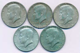 Amerikai Egyesült Államok 1965-1968D 1/2$ Ag "Kennedy" (5db, 3xklf) T:AU,XF Patina USA 1965-1968D 1/2 Dollar Ag "Kennedy - Ohne Zuordnung