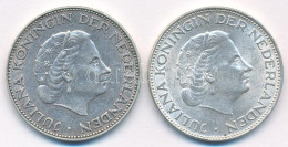 Hollandia 1961-1966. 2 1/2G Ag "Julianna" (2xklf) T:XF Patina Netherlands 1961-1966. 2 1/2 Gulden Ag "Juliana" (2xdiff)  - Non Classés