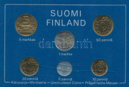 Finnország 1982. 5p-5M (6xklf) Forgalmi Sor Plasztik Tokban T:UNC A Tok Kissé Sérült Finland 1982. 5 Pennia - 5 Markka ( - Sin Clasificación