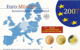 Németország 2007G 1c-2E (8xklf) + 2E "Mecklenburg-Vorpommern" Forgalmi Szett Műanyag és Papírtokban T:PP Germany 2007G 1 - Ohne Zuordnung