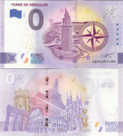 Billete  Souvenir De Cero Euros Torre De Hércules España - Essais Privés / Non-officiels