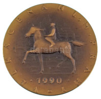 Csehszlovákia 1987. "Velka Cena - Prága 1990" Egyoldalas Bronz Lovas Emlékérem. Szign.: A. Kulda (68mm) T: AU Karc Czech - Unclassified