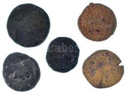 Római Birodalom 5db-os Bronz érmetétel, Benne As, Dupondius és Sestertius T:F,VG Roman Empire 5pcs Bronze Coin Lot, With - Ohne Zuordnung