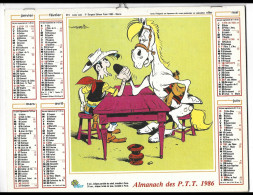 Almanach  Calendrier  P.T.T  - La Poste - 1986 - Morris - Lucky Luke - Les Daltons - Autres & Non Classés