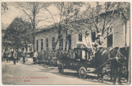 T2/T3 1914 Arad, Cs. és Kir. Huszár Laktanya, Teherhordó Lovaskocsi. Lenkovics Kiadása / K.u.k. Military Hussars Barrack - Unclassified