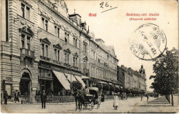 T2/T3 1908 Arad, Andrássy Tér, Lovashintó, Weinberger-féle Kávéház / Square, Chariot, Cafe (EK) - Unclassified