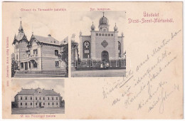 T2 1904 Dicsőszentmárton, Tarnaveni, Diciosanmartin; Olvasó és Társaskör Palotája, Izraelita Templom, Zsinagóga, M. Kir  - Unclassified