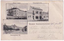 T3 1905 Dicsőszentmárton, Tarnaveni, Diciosanmartin; Állami Iskola, Takarékpénztár, Vármegyeház Tér. Hirsch Mór Kiadása  - Unclassified