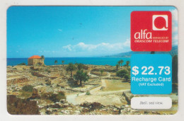 LEBANON - Jbeil Sea View , Alfa Recharge Card 22.73$, Exp.date 30/09/13, Used - Liban