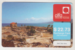 LEBANON - Jbeil Sea View , Alfa Recharge Card 22.73$, Exp.date 30/07/13, Used - Liban