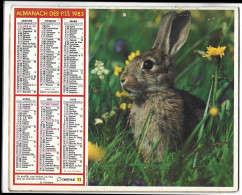 Almanach  Calendrier  P.T.T  - La Poste - 1983 -   Lapin  - Chat - Andere & Zonder Classificatie