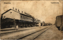 * T3 1915 Homonna, Homenau, Humenné; Vasútállomás, Vonatok / Railway Station, Trains (fl) - Unclassified