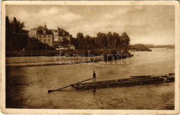 * T3 1933 Pöstyén, Piestany; Grand Hotel Royal Szálloda A Vág Mellett, Tutajos / Váh Riverside, Hotel, Rafter (Rb) - Non Classés