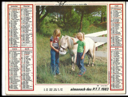 Almanach  Calendrier  P.T.T  - La Poste - 1983 -  -enfant  -  Cheval - Le Faon - Other & Unclassified